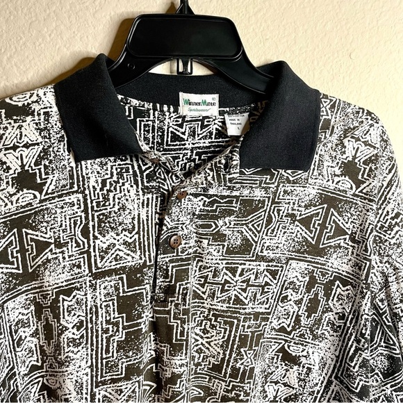 Vintage Winner Mate Sportswear Golf Polo Tribal Aztec Print Short Sleeve Shirt L - Picture 3 of 5